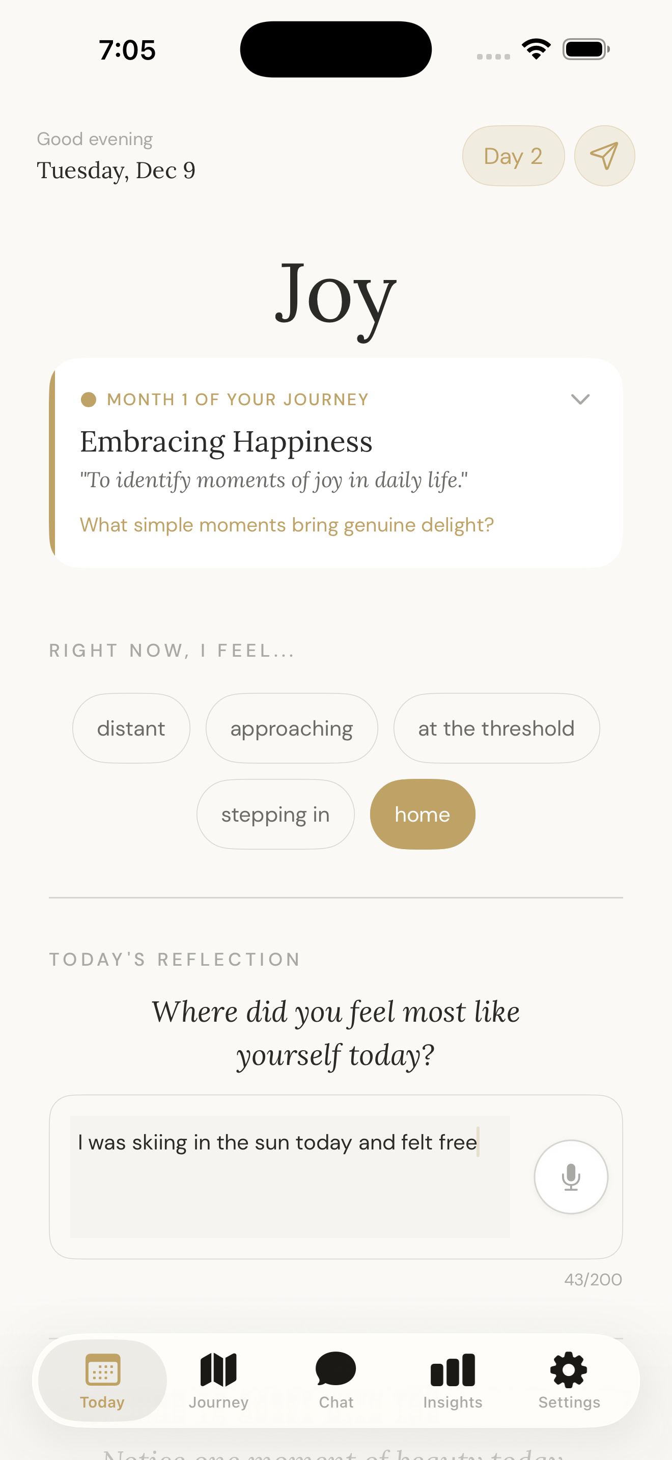 Daily Check-in screen